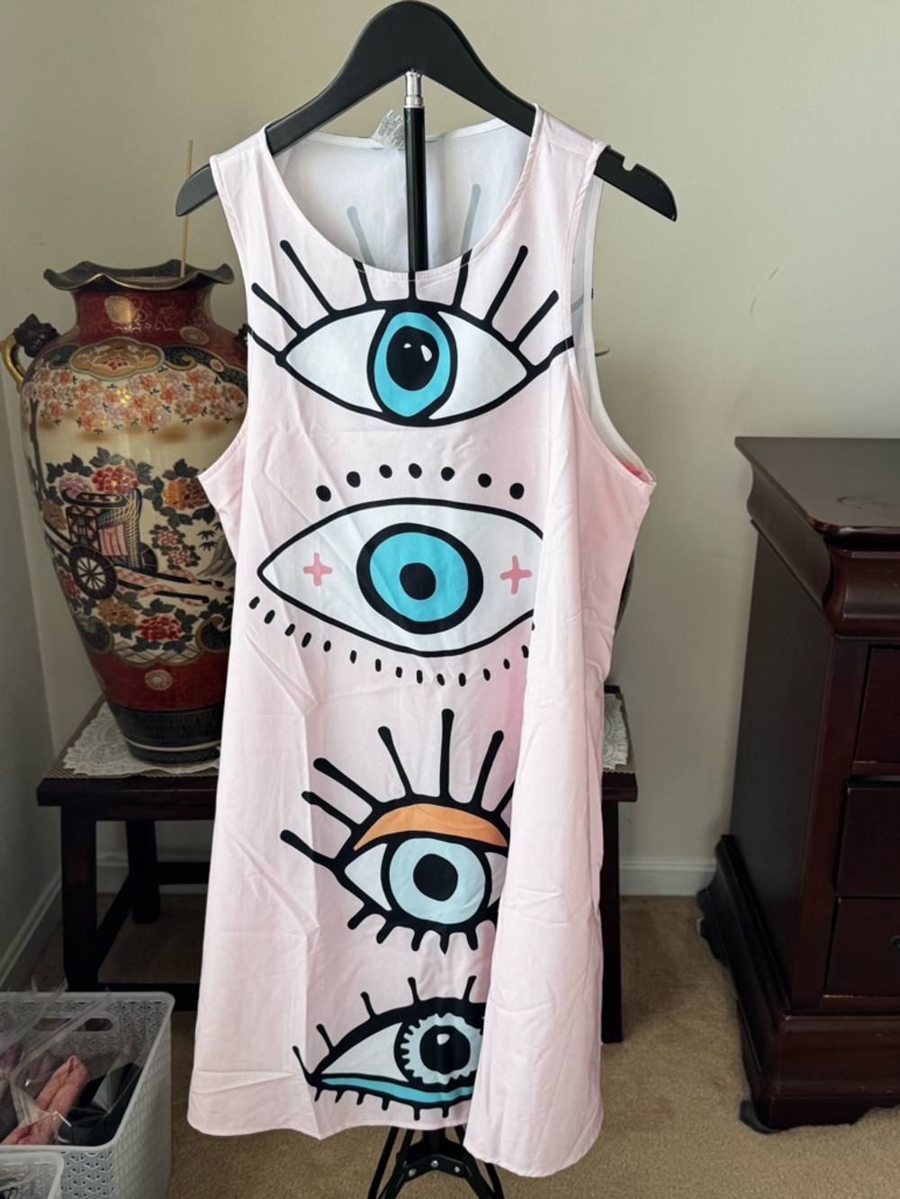 Sleeveless Eye See You graphic print A line Dress